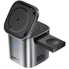 ACEFAST Z9 80W 6-in-1 GaN Desktop Charging Station Multi-Function Fast Charger Adapter Built-In USB-C Cable, EU Plug