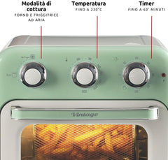 Ariete Vintage Air Fryer Oven, 16Lit, 1400Watts, Green - 4632