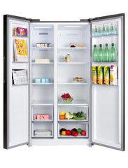 CHiQ Side by Side Refrigerator A+, 525Lit, No Forest, Fast Cooling System, Glass Shelf, Dark Inox - CSS680NPDIK5