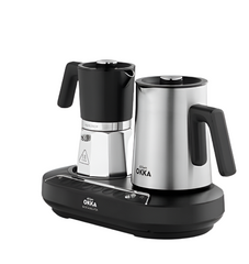 Arzum Coffee Maker Pot with Mixer, Moka Pot Hot & Cold milk, 1.8Lit, 3Cup, Black / Chromhe - OK0027