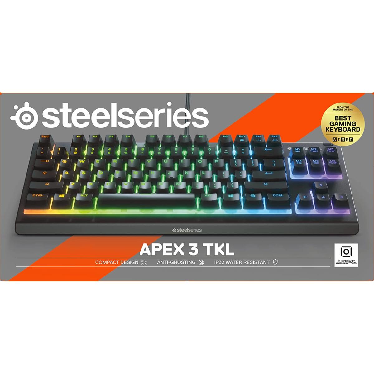 Steelseries Apex 3 Tkl Rgb Gaming Keyboard – Tenkeyless Compa Form Faor 8 Zone Rgb Illumination – Ip32 Water & Dust Resistant – Whisper Quiet Gaming Switch – Gaming Grade Anti Ghosting,black Steelseries Apex 3 Tkl Rgb Gaming Keyboard – Tenkeyless Compa Form Faor 8 Zone Rgb Illumination – Ip32 Water & Dust Resistant – Whisper Quiet Gaming Switch – Gaming Grade Anti Ghosting,black