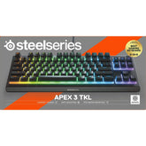Steelseries Apex 3 Tkl Rgb Gaming Keyboard – Tenkeyless Compa Form Faor 8 Zone Rgb Illumination – Ip32 Water & Dust Resistant – Whisper Quiet Gaming Switch – Gaming Grade Anti Ghosting,black