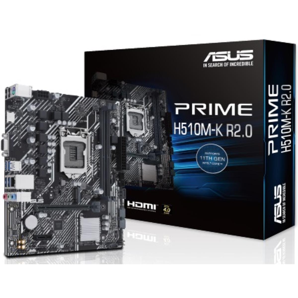 ASUS PRIME H510M - K R2.0, Intel 10th 11th Series, LGA 1200/DDR4/PCIe 4.0/1xM.2 - mATX MotherBoard