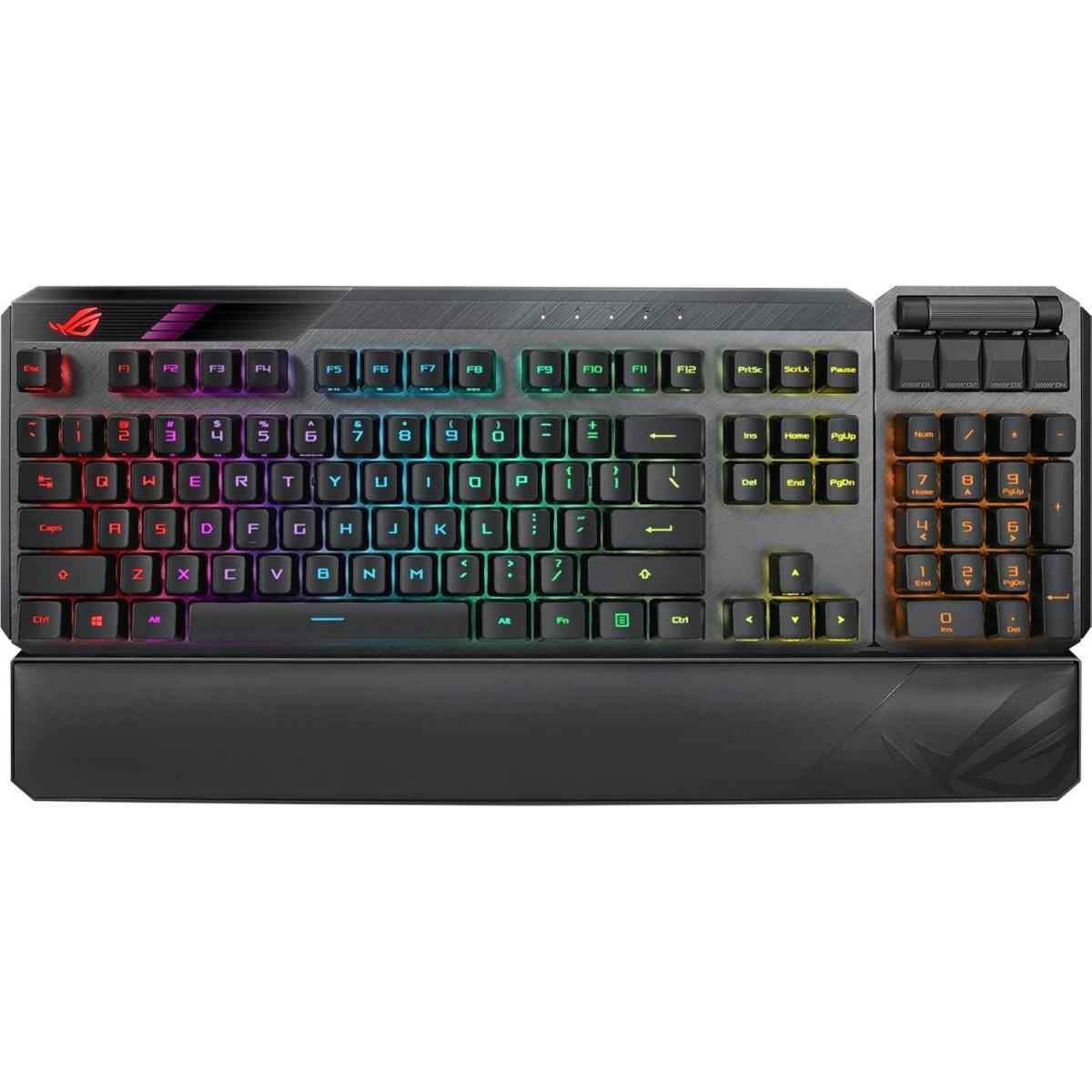 ASUS ROG Claymore II Wireless Modular (Full Size & TKL) Gaming Optical Mechanical Switch Keyboard (ROG RX RED) ,PBT , Up To 43 Hours Battery, Detachable Numpad, RGB Aura Sync, Media Controls | ROG Claymore II Gaming Keyboard |