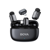 BOYA mini 2 Wireless Lavalier Microphones for iPhone and usb-c , AI Noise Cancellation, App Control, 30H Battery Life with Charging Case, Lapel Microphone Wireless for Video Recording Vlogging