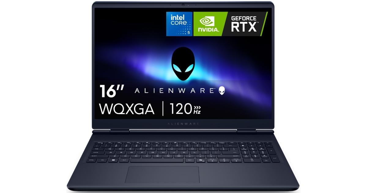 Dell Alienware 16 Aurora 16" IPS WQXGA (QHD+) (2560 x 1600) @120Hz 100% sRGB, Intel Core 5 Processor 210H, Nvidia RTX 4050 6GB GDDR6, 16GB DDR5 RAM, 512GB M.2 PCIe NVMe - (Interstellar Indigo) Gaming Laptop