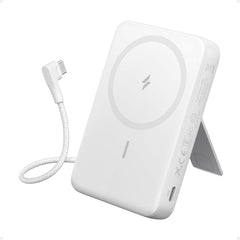 Anker Zolo Magnetic Power Bank, 10,000mah Wireless Portable Charger With 30w Max Fast Charging, Battery Pack With Built In Usb C Cable And Adjustable Stand, For Iphone 16/15 Series, Airpods White