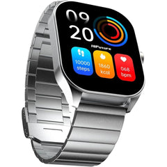 HiFuture Apex Smart Watch, Stainless Steel, Wireless Calling, 2.04 Inch AMOLED Display, IP68 Water Resistant, 7 Days Battery Life- Silver