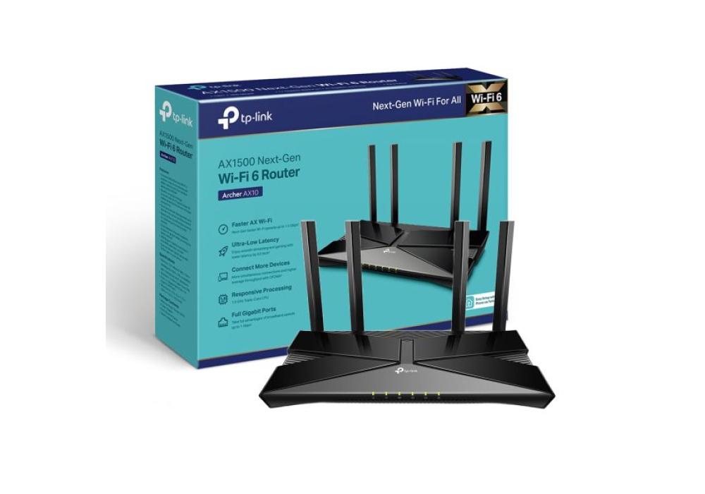 TP-Link Smart WiFi 6 Router Archer AX10 – Up to 1501Mb/s Router 802.11ax, 4x Antennas 4x Lan Ports, 2.4 & 5 Ghz, MU-MIMO, Parental Controls, High-Performance- 1 Year Warranty TP-Link Smart WiFi 6 Router Archer AX10 – Up to 1501Mb/s Router 802.11ax, 4x Antennas 4x Lan Ports, 2.4 & 5 Ghz, MU-MIMO, Parental Controls, High-Performance- 1 Year Warranty