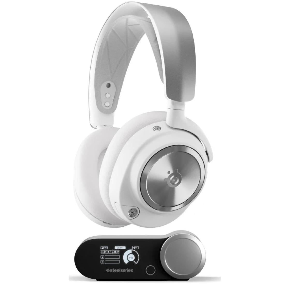 SteelSeries Arctis Nova Pro Wireless For PS & PC (White) (2.4GHz/Bluetooth/USB-C/3.5mm) (ANC) Hi-Res Gaming Headset w/ DAC & Premium Hi-Fi Drivers, AI-powered Noise Cancelling Mic - Xbox, PC, PS5, PS4, Switch, Mobile | Arctis Nova Pro Wireless (Wh SteelSeries Arctis Nova Pro Wireless For PS & PC (White) (2.4GHz/Bluetooth/USB-C/3.5mm) (ANC) Hi-Res Gaming Headset w/ DAC & Premium Hi-Fi Drivers, AI-powered Noise Cancelling Mic - Xbox, PC, PS5, PS4, Switch, Mobile | Arctis Nova Pro Wireless (Wh