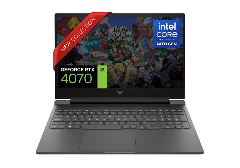 HP Victus Gaming Laptop 16-r1021ne Intel® Core™ i7-14700HX Up to 5.5 GHz, NVIDIA® GeForce RTX™ 4070 8GB GDDR6 16.1" 2K (2560 x 1440) 240 Hz Display - Mica silver