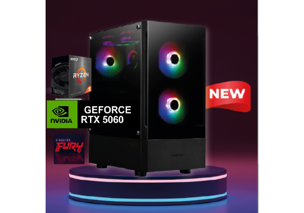 CompuMe 22 Gaming Desktop | AMD Ryzen 5 5600 6 Core , NVIDIA RTX 5060 8GB Graphics Card, 16 DDR4 3600Mhz Kingston Beast RGB , 1TB NV3 SSD