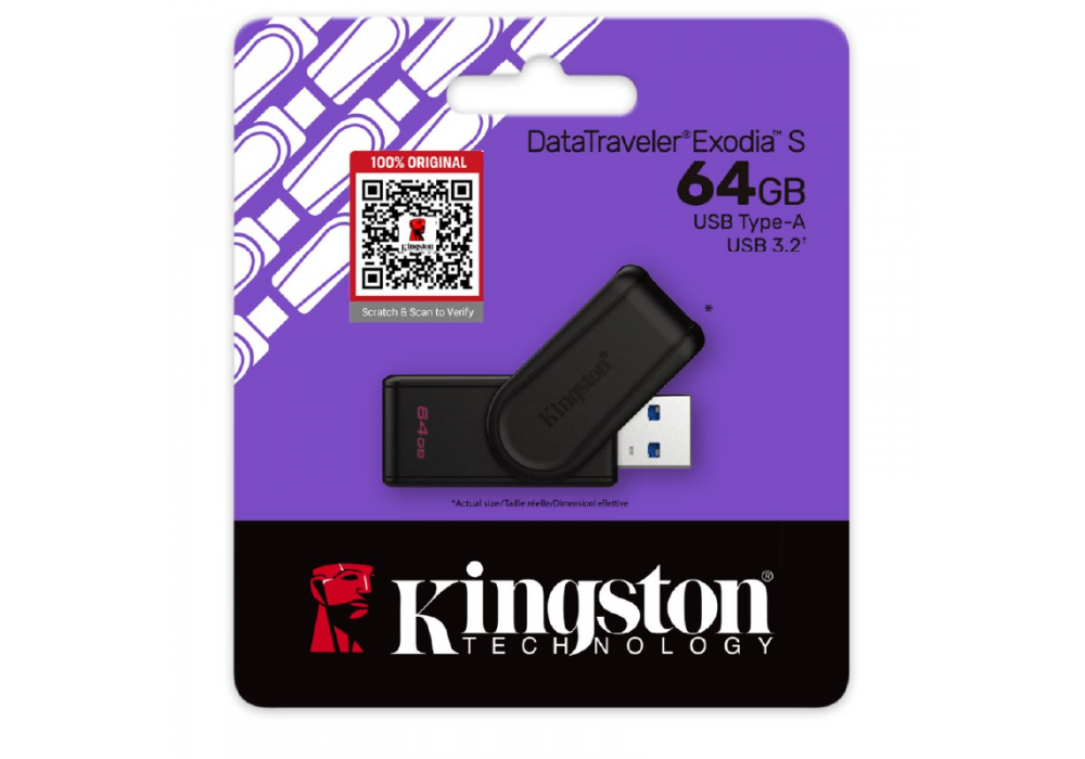 Kingston DataTraveler® Exodia™ S USB Flash Drive Entry-level USB 3.2 Gen 1 - 64GB
