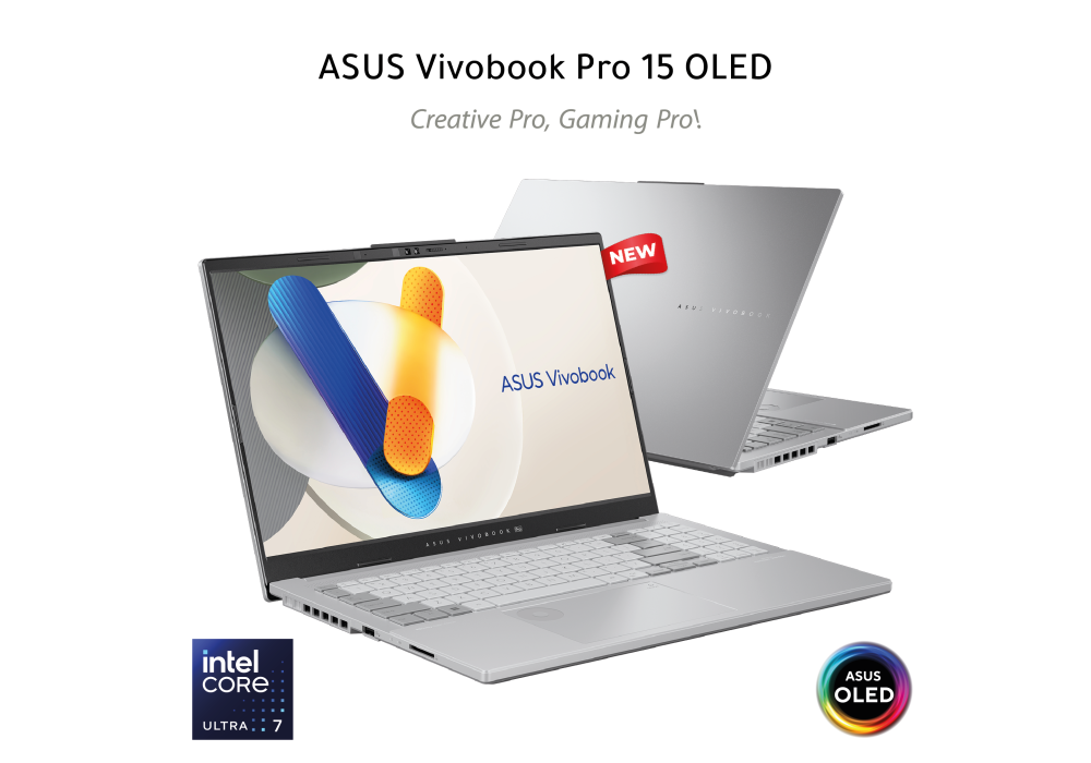 ASUS Vivobook Pro 15 OLED (2024), AI Ready, 15.6” 3K 120Hz OLED Laptop, Intel Core Ultra 7 155H, NVIDIA GeForce RTX™ 4060, 1TB SSD, Cool Silver