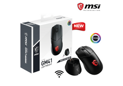 MSI Clutch GM41 Lightweight Wireless Gaming Mouse & Charging Dock, 20,000 DPI, 60M Omron Switches, Fast-Charging 80Hr Battery, RGB Mystic Light, 6 Programmable Buttons
