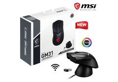MSI Clutch GM31 Lightweight Wireless Ergonomic Gaming Mouse & Charging Dock, 12K DPI Optical Sensor, 60M Omron Switches, Fast-Charging 110Hr Battery, RGB Mystic Light, 5 Programmable Buttons