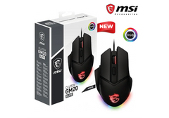 MSI Clutch GM20 Elite Gaming Mouse, 6400 DPI, 20M+ Clicks OMRON Switch, Optical Sensor, Adjustable Weights, Ergonomic Right Hand Design, RGB Mystic Light