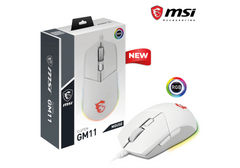 MSI Clutch GM11 White Gaming Mouse, 5000 DPI, 10M Omron Switches, Optical Sensor, Symmetrical Ergonomic Design, RGB Mystic Light Compatible