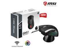 MSI Clutch GM51 Lightweight Wireless Gaming Mouse & Charging Dock, 26K DPI Optical Sensor, 2.4G & Bluetooth, 60M Omron Switches, Fast-Charging 5 Programmable Buttons