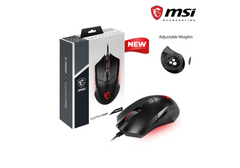 MSI Clutch GM08 Gaming Mouse, 4200 DPI, Optical Sensor, 3 Adjustable Weights, Red LED Lighting, Symmetrical Design, Black