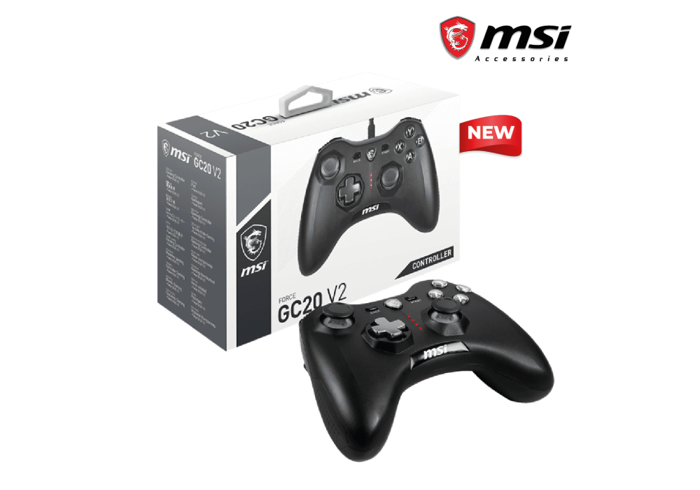 MSI Gaming Force GC20 V2 Wired Dual Vibration Gaming Controller for PC and Android
