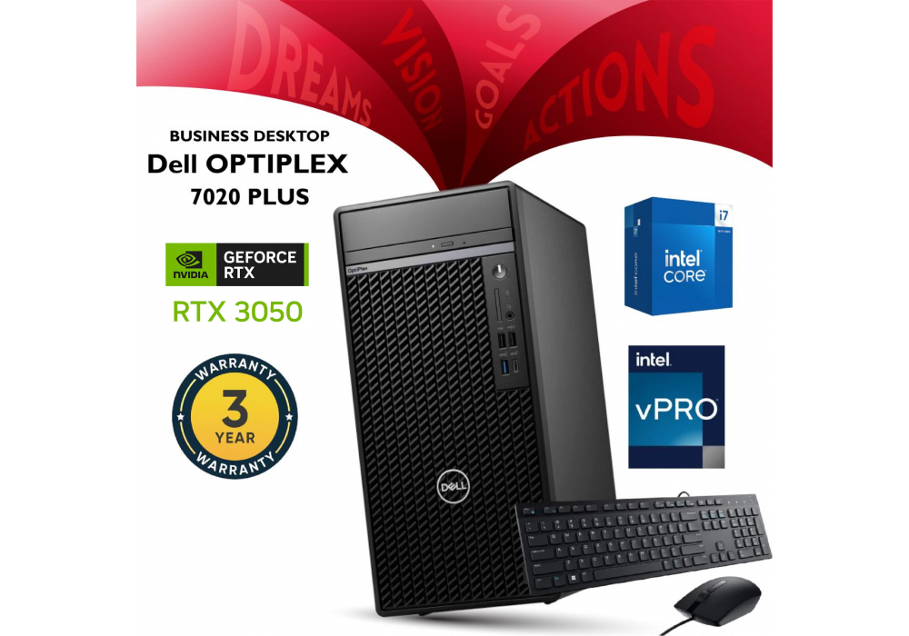 NEW Dell OPTIPLEX 7020 PLUS Intelligent PC Desktop Intel® Core™ i7-14700 14th Gen 5.4 GHz vPro Processors Core 20 Threads: 28, 32GB DDR5 (Customized) & 512 M.2 With SPEAKER - 3 Years Warranty NEW Dell OPTIPLEX 7020 PLUS Intelligent PC Desktop Intel® Core™ i7-14700 14th Gen 5.4 GHz vPro Processors Core 20 Threads: 28, 32GB DDR5 (Customized) & 512 M.2 With SPEAKER - 3 Years Warranty
