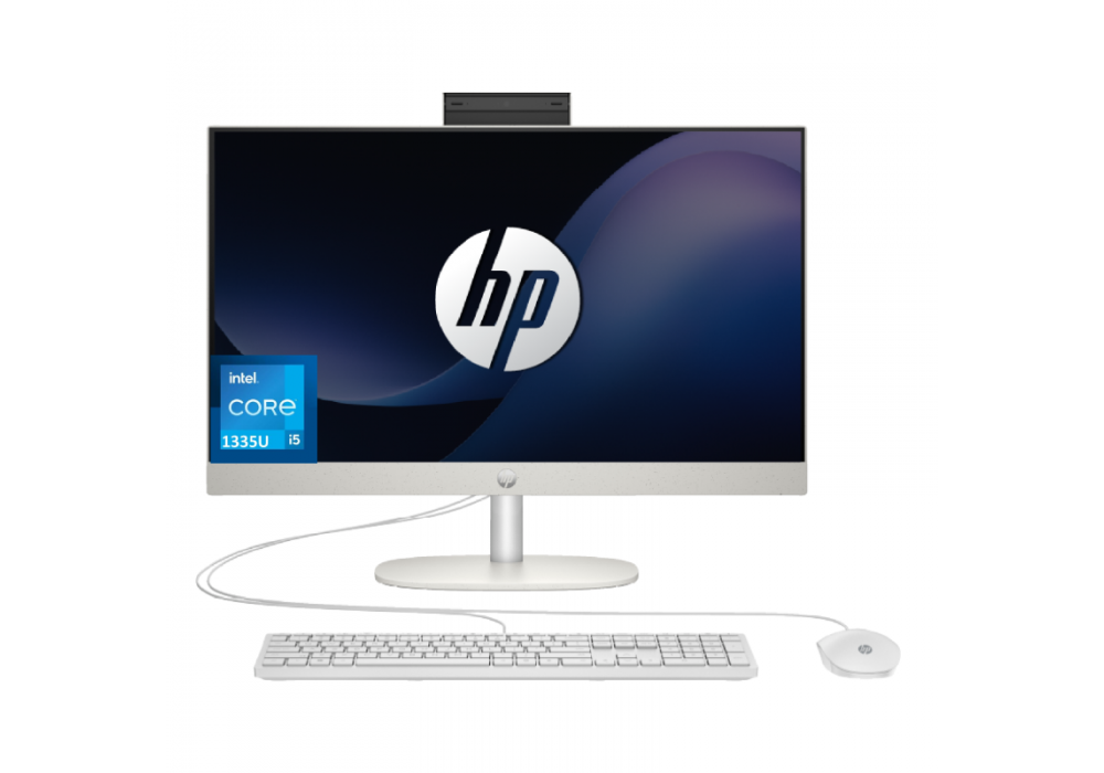 HP AIO All-in-One 24-cr0042ne PC (2023) 13Gen Intel® Core™ i5 1335U 10-Cores 8GB RAM DDR4 (Upgradable), 512 GB SSD 24" IPS FHD Display - White HP AIO All-in-One 24-cr0042ne PC (2023) 13Gen Intel® Core™ i5 1335U 10-Cores 8GB RAM DDR4 (Upgradable), 512 GB SSD 24" IPS FHD Display - White
