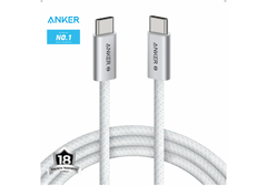 Anker Zolo USB C to USB C Cable, Braided and Dirt-Free Type-C Fast Charging Cable, Slim Connector, for iPhone 17 Series, MacBook (240W) (White, 3.3 FT) - 18 Month Warranty