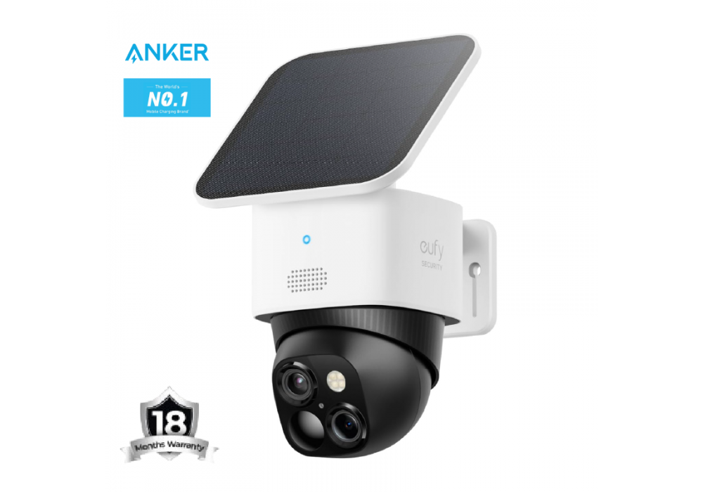 eufy Security SoloCam S340 Dual Cameras Solar Security Camera Outdoor Wireless, 3K Home Security Camera, 360° Surveillance, No Blind Spots, 2.4 GHz Wi-Fi, HomeBase S380 Compatible - 18 Month Warranty - CompuMe