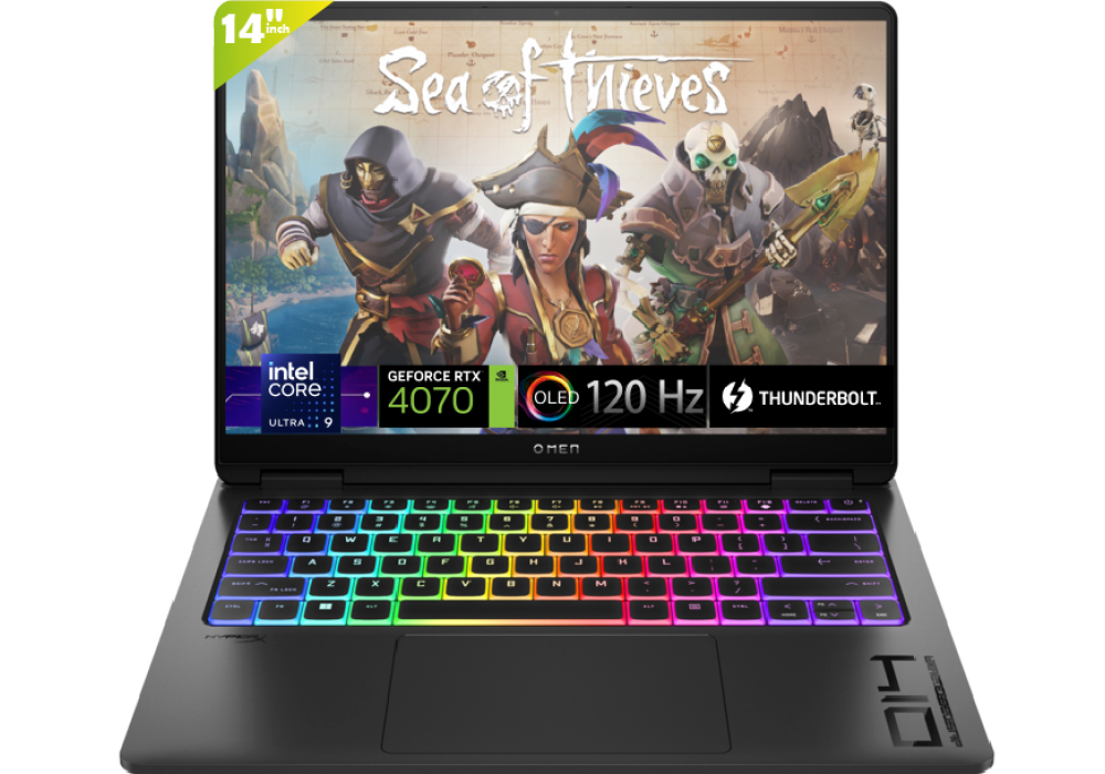 Laptop HP OMEN Transcend Gaming Light-Wight Laptop 14-fb0000ne Intel Core™ Ultra 9 185H Ai Boost NVIDIA GeForce RTX 4070 8GB GPU 14" 3K (2880 x 1800), OLED 120Hz - Black