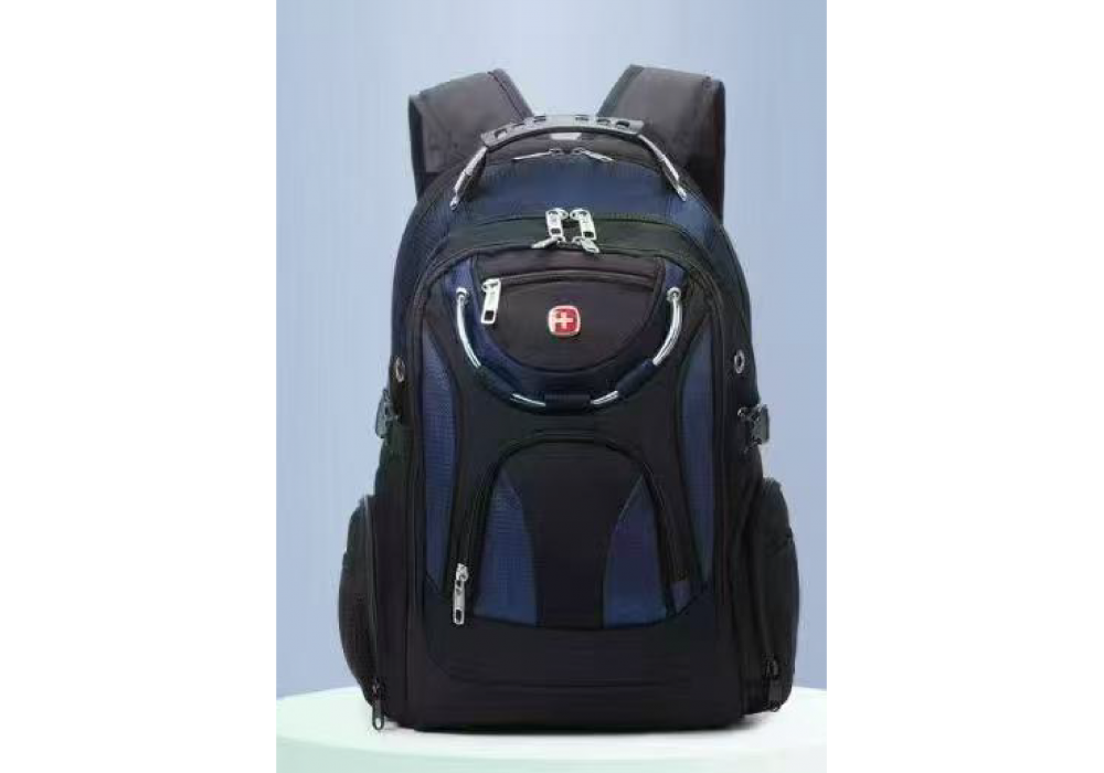 Backpack Large Capacity Expandable Backpack Multifunction USB Charging Business Bag For Laptop Up to 17.6" - Black & Blue