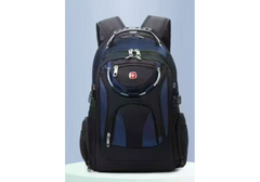 Backpack Large Capacity Expandable Backpack Multifunction USB Charging Business Bag For Laptop Up to 17.6" - Black & Blue