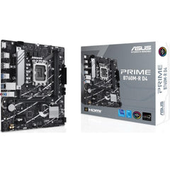 ASUS PRIME B760M - R D4, Intel 14th 13th 12th Series, LGA 1700/DDR4/PCIe 4.0/2xM.2 - mATX Gaming MotherBoard