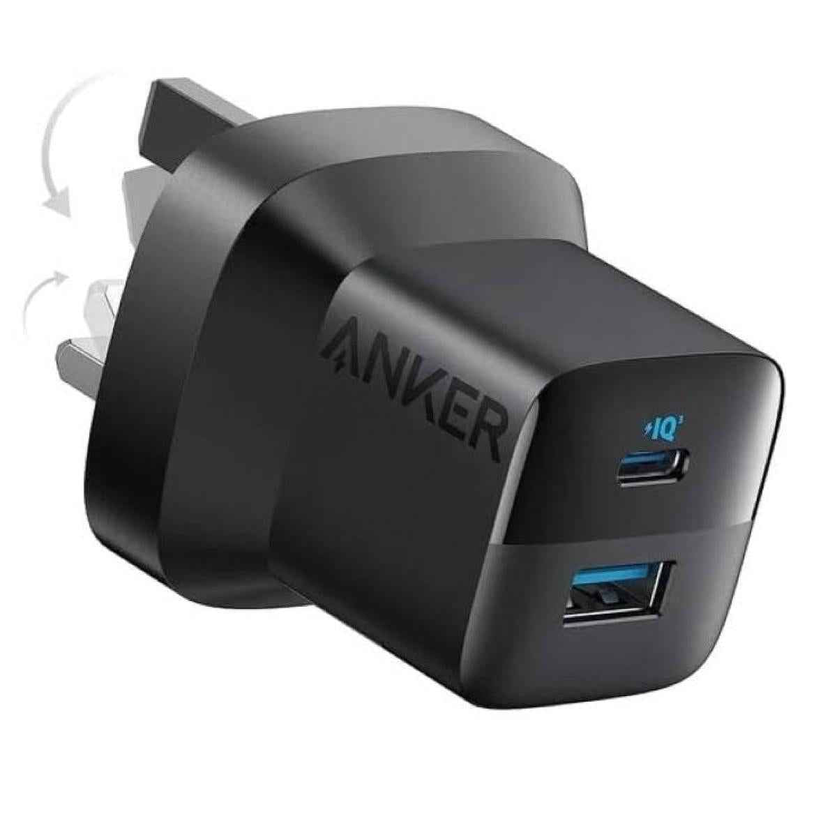 Anker 323, 33w Wall Charger + Usb C To C Cable 90cm, Usb Type A & Usb Type C Interface, Aiveshield Safety System, Portable, Universal Compatibility, Black