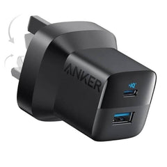 Anker 323, 33w Wall Charger + Usb C To C Cable 90cm, Usb Type A & Usb Type C Interface, Aiveshield Safety System, Portable, Universal Compatibility, Black