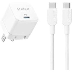Anker Usb C Fast Charger 20w With Foldable Plug + Usb C To Usb C Cable – Compa Power Adapter For Iphone 15 Series, Galaxy, Pixel, Ipad & More – White