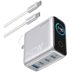 Anker Laptop Charger, 140w Max Usb C Charger, 4 Port Multi Device Fast Charging, Advanced Gan Power Adapter, Intuitive Touch Controls, For Macbook, Iphone 17/16 Series, Samsung Galaxy, Pixel, And More Silver