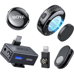 Boya Boyalink 3 03 Wireless Lavalier Mini Microphones For Iphone 15 16/android/pc/camera,ai Noise Cancellation,48khz/24bit Studio Sound,app Control,984ft 30h Battery With Charging Case For Vlog Interview