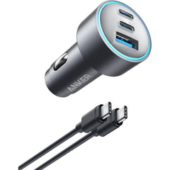 Anker USB-C Car Charger, 67W 3-Port Compa Fast Charger, Adapter With 0.91M 3.0 USB-C To C Cable Included, For Smartphones And Gadgets - Black