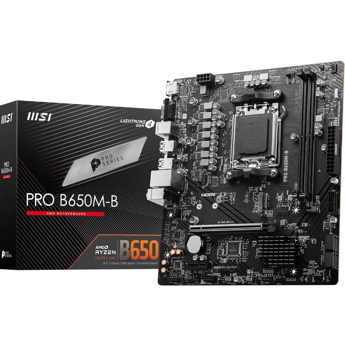Msi Pro B650m B Amd Am5 B650 Ddr5 Micro Atx Supports Amd Ryzen 7000 Series Processors Pcie 4.0 X16 1x M.2 Gen4 2.5g Lan