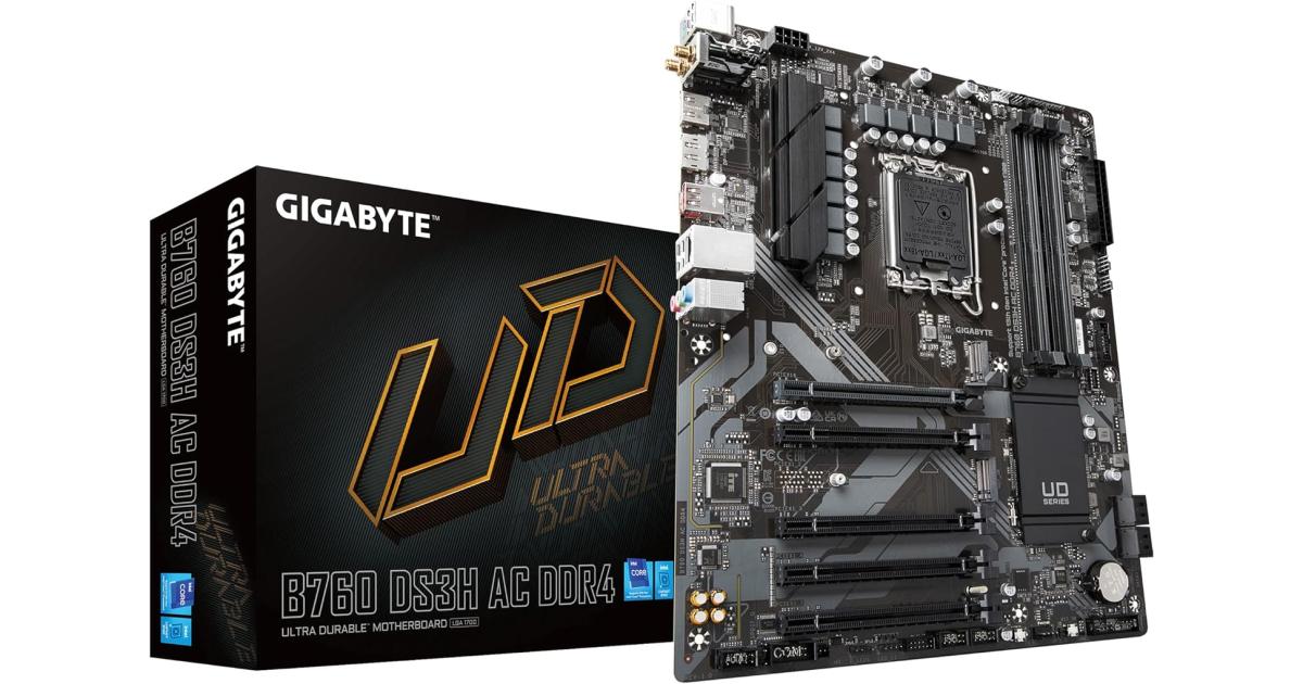 GIGABYTE B760 DS3H AX DDR4 (LGA 1700/ ATX/ DDR4/ M.2/ PCIe 4.0/Realtek Wi-Fi/Realtek GbE LAN/Q-Flash Plus/PCIe EZ-Latch/Motherboard)