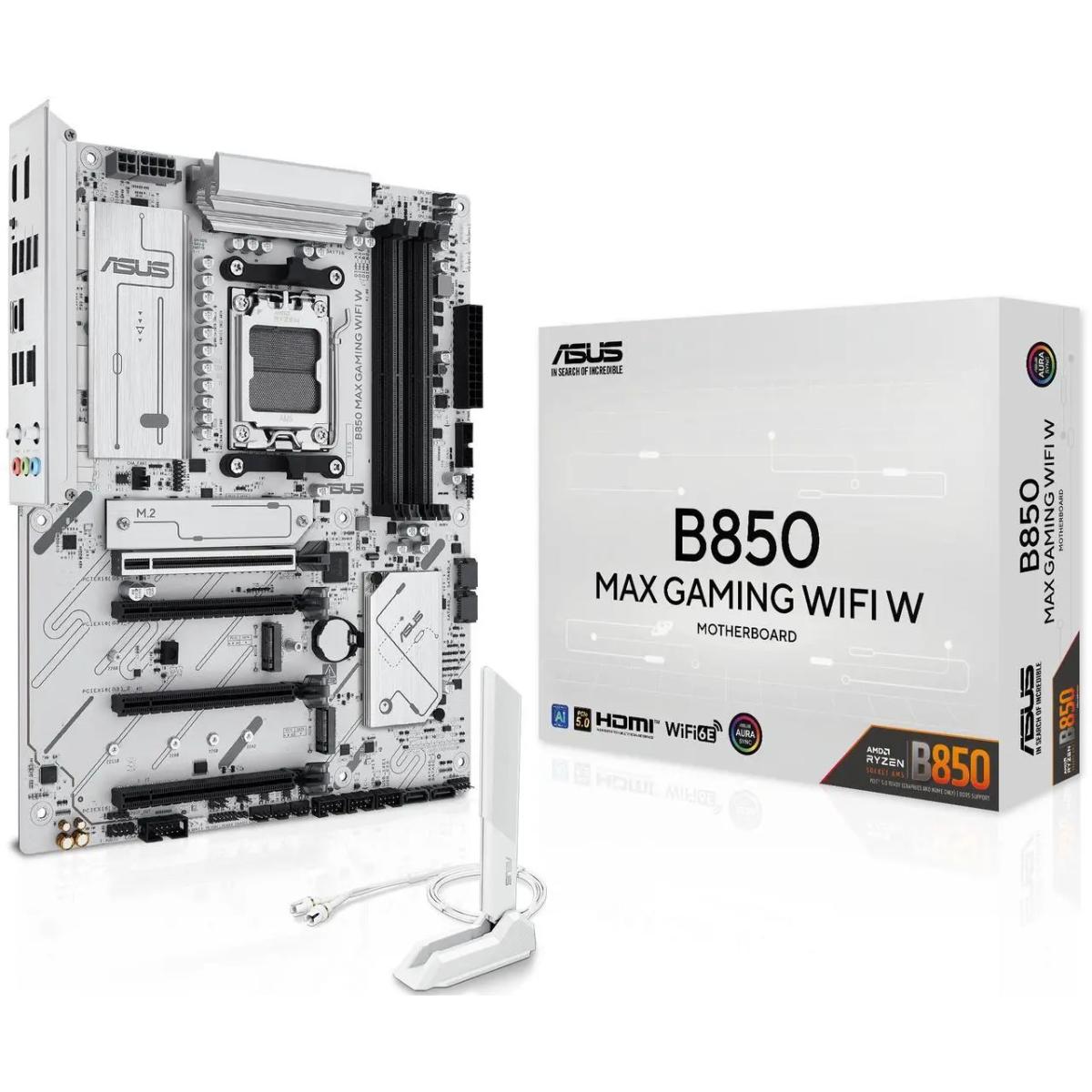 ASUS B850 MAX GAMING WIFI W (Wi - Fi 6E) AMD RYZEN Series AM5/DDR5/PCIe 5.0/3xM.2 - ATX Gaming MotherBoard B850 MAX GAMING WIFI W