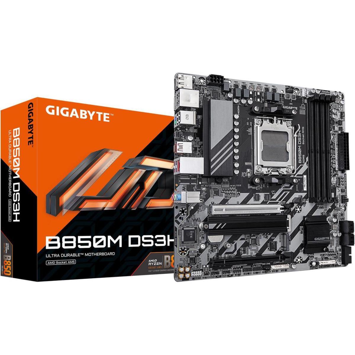 GIGABYTE B850M DS3H AMD RYZEN 7000 8000 9000 Series AM5-DDR5-PCIe 5.0-2xM.2 - mATX Gaming MotherBoard - B850M DS3H -