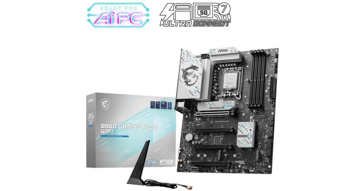 MSI B860 GAMING PLUS WIFI (Wi-Fi 7) Intel Core Ultra (Series 2), LGA 1851/DDR5/PCIe 5.0/3xM.2 - ATX Gaming MotherBoard