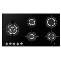 Blumatic Hob 90cm 5 Burners Full Safety Black Glass