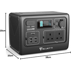 BLUETTI EB55 Portable Power Station 537Wh LiFePo4 Battery Power Generator with 2 230V 700W (Suger 1400W) AC Pure Sine-Wave Outlets, Mobile Wireless Charger, Outdoor Solar Generator for Road Trip Home Use Vanlife Off-grid - Gray
