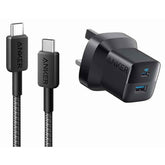Anker 323, 33w Wall Charger + Usb C To C Cable 90cm, Usb Type A & Usb Type C Interface, Aiveshield Safety System, Portable, Universal Compatibility, Black