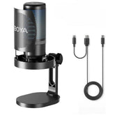 BOYA K3 RGB USB Type C Microphone for Streaming | Gaming Set | Microphone for Recording | Gaming Mic for Pc | Condenser Mic with Desktop Stand Compatible with Windows and Mac Computers. - Black