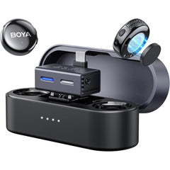 Boya Boyalink 3 Wireless Lavalier Mini Microphones For Iphone 15 16/android/pc/camera,ai Noise Cancellation,48khz/24bit Studio Sound,app Control,984ft 30h Battery With Charging Case For Vlog Interview