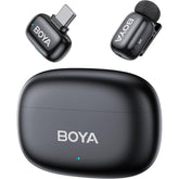 BOYA mini 2-05 Wireless Lavalier Microphone for iPhone 15-17/Android,Noise Cancellation,App Control, 48kHz/24-Bit, 30H Battery Mini Mic for Video Recording Interview Vlog(1TX + USB-C RX + Charging Case)